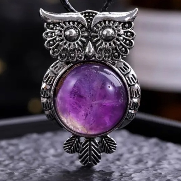 Jewelry - 36 🖤 Amethyst Crystal Owl Pendant Necklace Jewelry